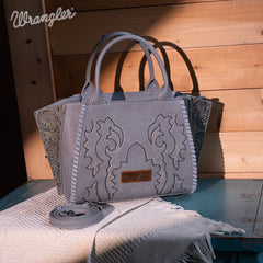 WG145-8300  Wrangler  Embroidered  Trapezoid Tote/Crossbody - Jean (Online Exclusive)