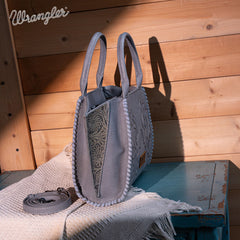 WG145-8300  Wrangler  Embroidered  Trapezoid Tote/Crossbody - Jean (Online Exclusive)