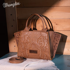 WG145-8300  Wrangler  Embroidered  Trapezoid Tote/Crossbody - Khaki (Online Exclusive)