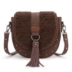 WG160-6010  Wrangler Sherpa Saddle Bag Crossbody - Coffee