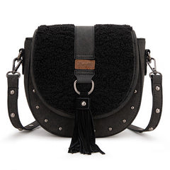 WG160-6010  Wrangler Sherpa Saddle Bag Crossbody - Black