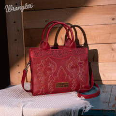 WG145G-9250  Wrangler  Embroidered  Tote/Crossbody - Red (Online Exclusive)