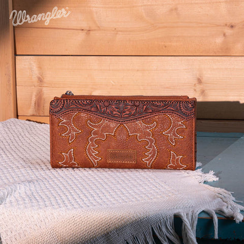 WG145-212 Wrangler Embroidered Bi-Fold Wallet - Brown (Online Exclusive)