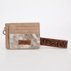 TR182-W008  Trinity Ranch Hair-On Cowhide Collection Key Ring Card Case - Tan