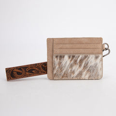 TR182-W008  Trinity Ranch Hair-On Cowhide Collection Key Ring Card Case - Tan