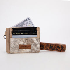 TR182-W008  Trinity Ranch Hair-On Cowhide Collection Key Ring Card Case - Tan