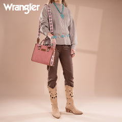 WG203-8250  Wrangler Aztec Print Tote/Crossbody - Pink