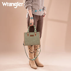 WG203-8250  Wrangler Aztec Print Tote/Crossbody - Green