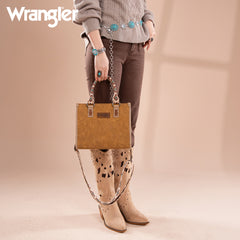 WG203-8250  Wrangler Aztec Print Tote/Crossbody - Light Brown