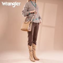 WG203-8250  Wrangler Aztec Print Tote/Crossbody - Light Brown