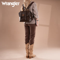 WG190-8319  Wrangler Top Handle Carry Satchel/Laptop Bag/Backpack/Crossbody -Coffee