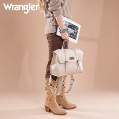 WG190-8319  Wrangler Top Handle Carry Satchel/Laptop Bag/Backpack/Crossbody - Beige