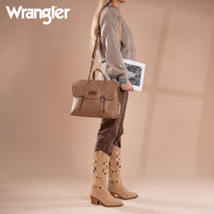 WG190-8319  Wrangler Top Handle Carry Satchel/Laptop Bag/Backpack/Crossbody -Khaki