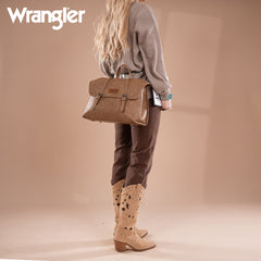 WG190-8319  Wrangler Top Handle Carry Satchel/Laptop Bag/Backpack/Crossbody -Khaki