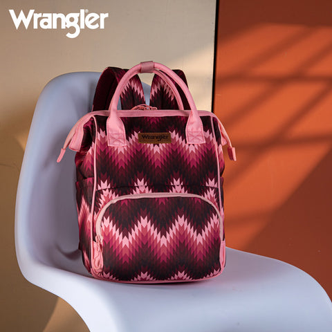 WG2211-9110  Wrangler Aztec Printed Callie Backpack - Dark Pink