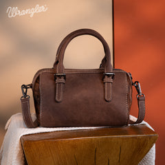 WG169-2025  Wrangler Genuine Hair-On Cowhide Barrel Bag/Crossbody -Coffee