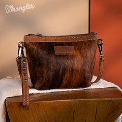 WG169-1812  Wrangler Genuine Hair-On Cowhide Crossbody - Brown