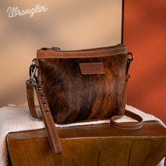 WG169-1812  Wrangler Genuine Hair-On Cowhide Crossbody - Brown