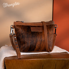 WG169-1812  Wrangler Genuine Hair-On Cowhide Crossbody - Brown