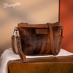 WG169-1812  Wrangler Genuine Hair-On Cowhide Crossbody - Brown