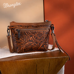 WG169-1812  Wrangler Genuine Hair-On Cowhide Crossbody - Brown