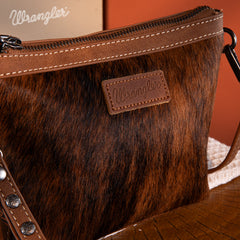 WG169-1812  Wrangler Genuine Hair-On Cowhide Crossbody - Brown