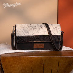 WG169-W030  Wrangler Genuine Hair-On Cowhide Wallet/Crossbody  -Black