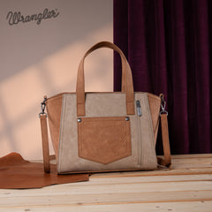 WG162-8012  Wrangler "W" Stitch Two Tone Tote/Crossbody