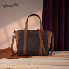 WG162-8012  Wrangler "W" Stitch Two Tone Tote/Crossbody