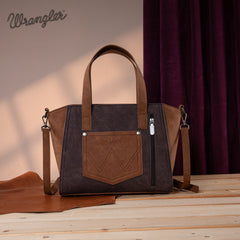 WG162-8012  Wrangler "W" Stitch Two Tone Tote/Crossbody