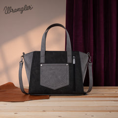 WG162-8012  Wrangler "W" Stitch Two Tone Tote/Crossbody