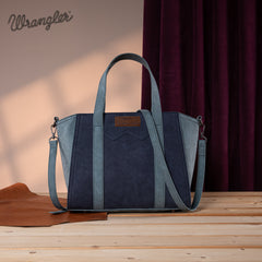 WG162-8012  Wrangler "W" Stitch Two Tone Tote/Crossbody