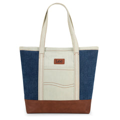 LEE29-229    LEE Large Denim Patchwork Canvas Tote Bag