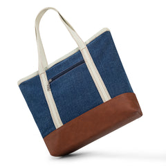 LEE29-229    LEE Large Denim Patchwork Canvas Tote Bag