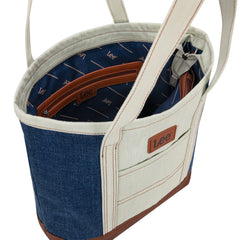 LEE29-229    LEE Large Denim Patchwork Canvas Tote Bag