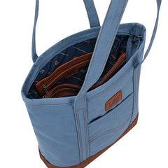 LEE29-229    LEE Large Denim Patchwork Canvas Tote Bag