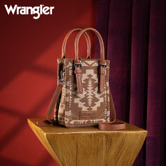 WG2212-8122  Wrangler Southwestern  Print North South Minil Canvas Tote/Crossbody -  Brown