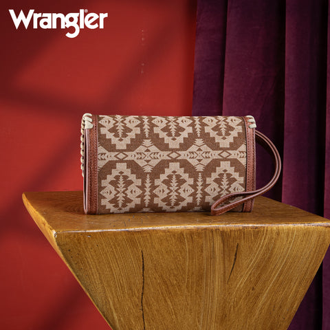 WG2212-W012  Wrangler Southwestern Print  Wallet/Shoulder Bag - Brown