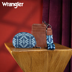 WG2212-W0051  Wrangler Southwestern Art Print Dual Pouch Wristlet -Jean