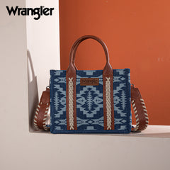 WG2212-8120  Wrangler Southwestern  Print Small Canvas Tote/Crossbody -  Jean