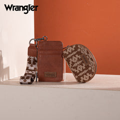 WG2212-W0051  Wrangler Southwestern Art Print Dual Pouch Wristlet -Brown