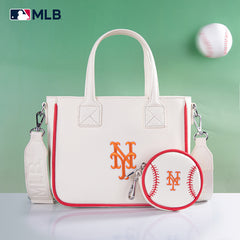 MLB-MT103 MLB New York Mets Team Tote/Crossbody with Baseball Coin Pouch