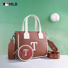 MLB-TX103  MLB Texas Rangers Team Tote/Crossbody with Baseball Coin Pouch