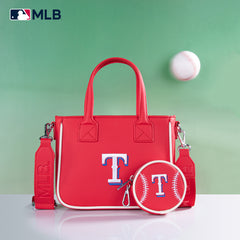 MLB-TX103  MLB Texas Rangers Team Tote/Crossbody with Baseball Coin Pouch