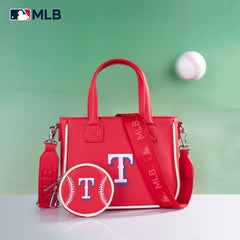 MLB-TX103  MLB Texas Rangers Team Tote/Crossbody with Baseball Coin Pouch