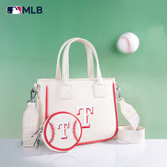 MLB-TX103  MLB Texas Rangers Team Tote/Crossbody with Baseball Coin Pouch