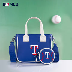 MLB-TX103  MLB Texas Rangers Team Tote/Crossbody with Baseball Coin Pouch