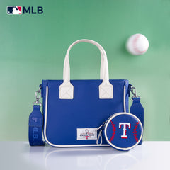 MLB-TX103  MLB Texas Rangers Team Tote/Crossbody with Baseball Coin Pouch