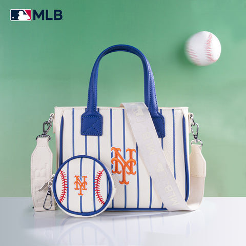 MLB-MT103 MLB New York Mets Team Tote/Crossbody with Baseball Coin Pouch