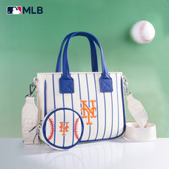 MLB-MT103 MLB New York Mets Team Tote/Crossbody with Baseball Coin Pouch